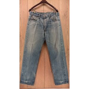 Vintage Levi's 505 Jeans Men's W36 L30 Light Wash Distressed Straight Leg Denim